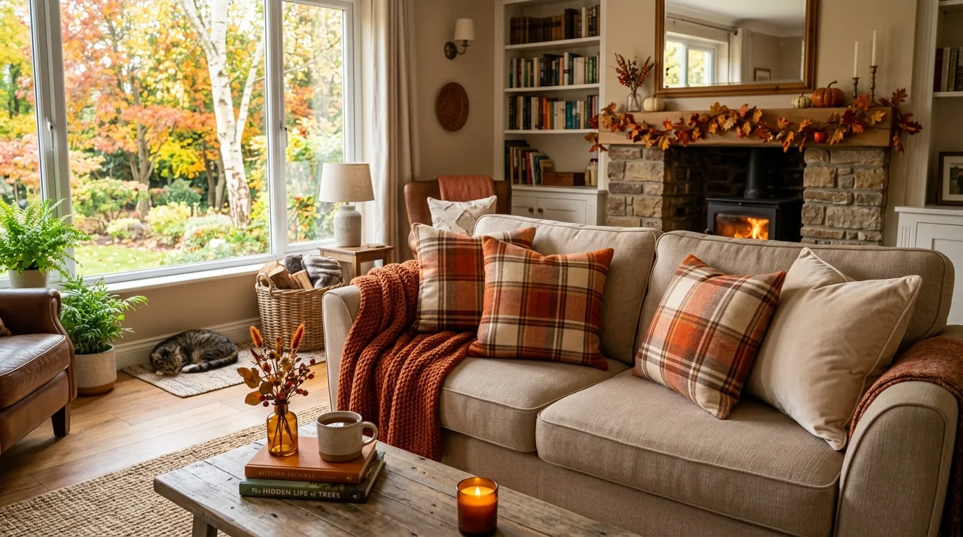 Plaid pillow covers in autumn colors
